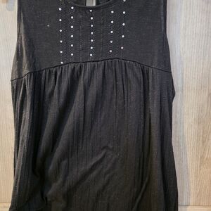 Faded Glory Black Sleeveless Sequin-Detail Babydoll Camisole